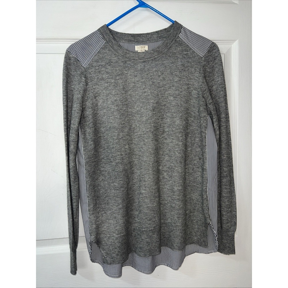 J. Crew Size XS Cotton & Merino Wool Striped Mixed Media Sweater Top